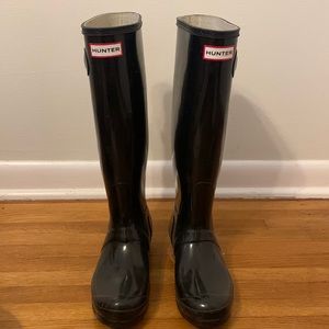 Hunter tall black rain boots